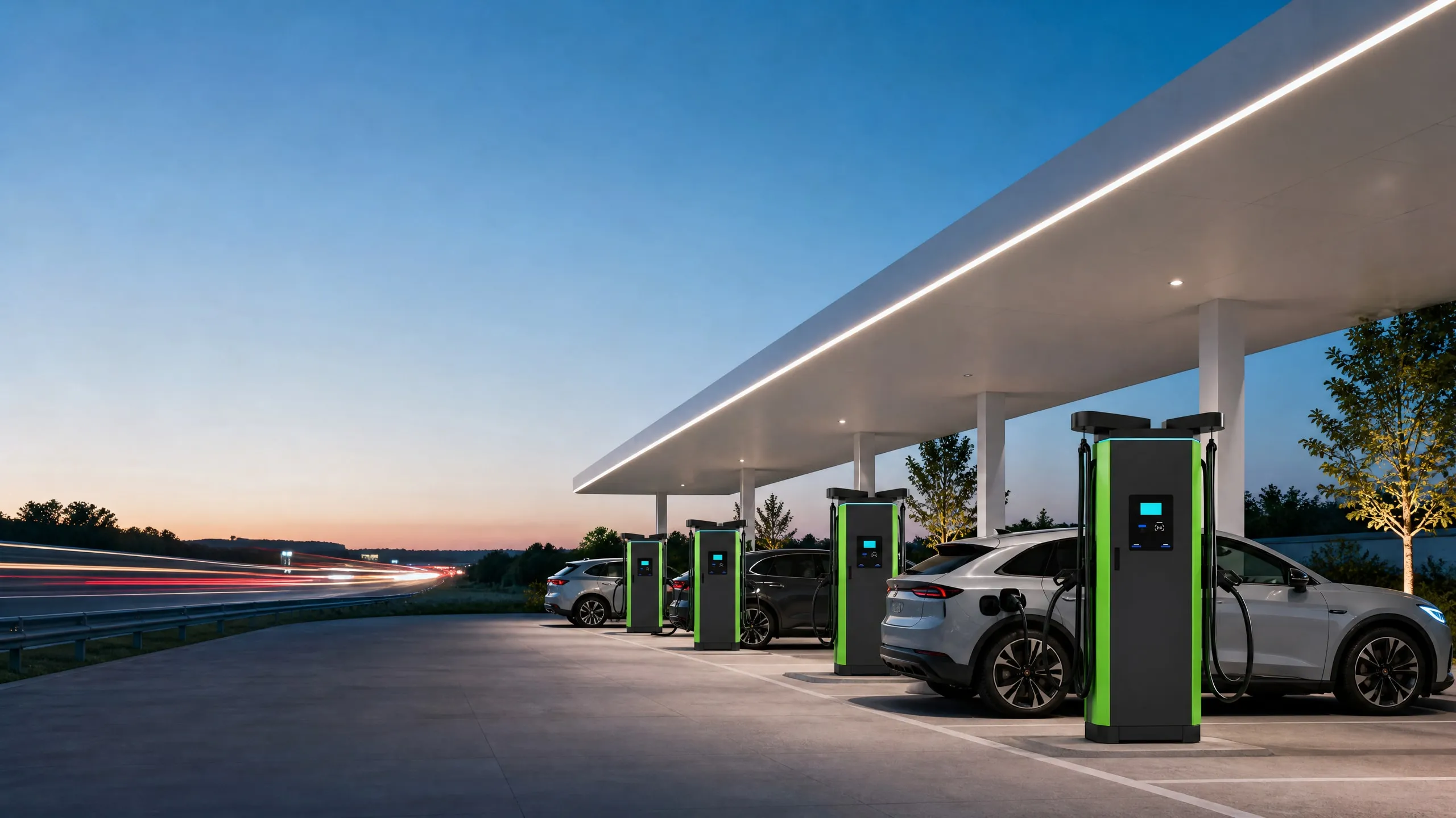 MOLZEX SVD Series DC chargers at a motorway charging plaza