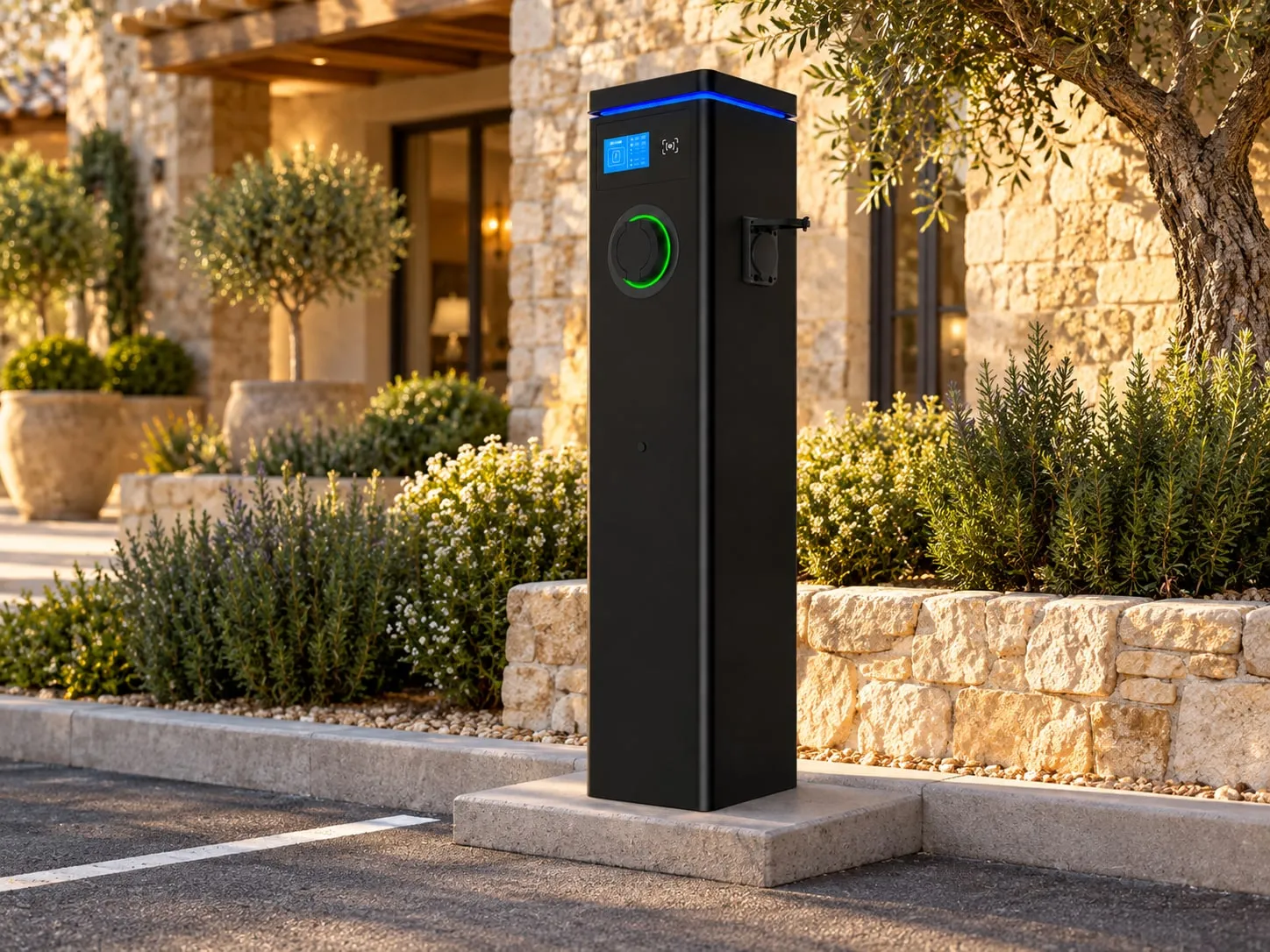 Commercial AC Series pedestal at a hotel entrance
