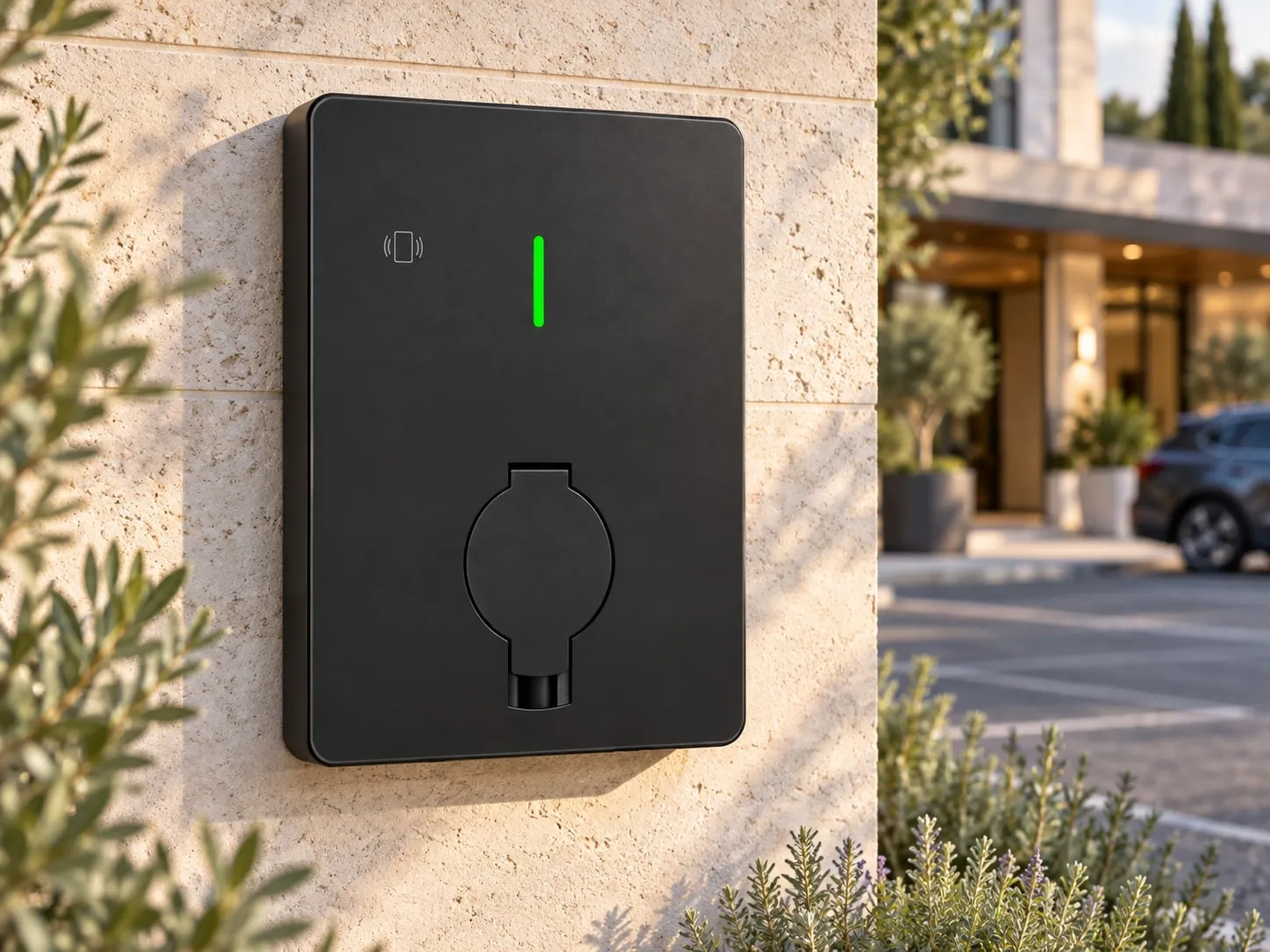 MOLZEX V2G Series bidirectional wallbox outside a modern house