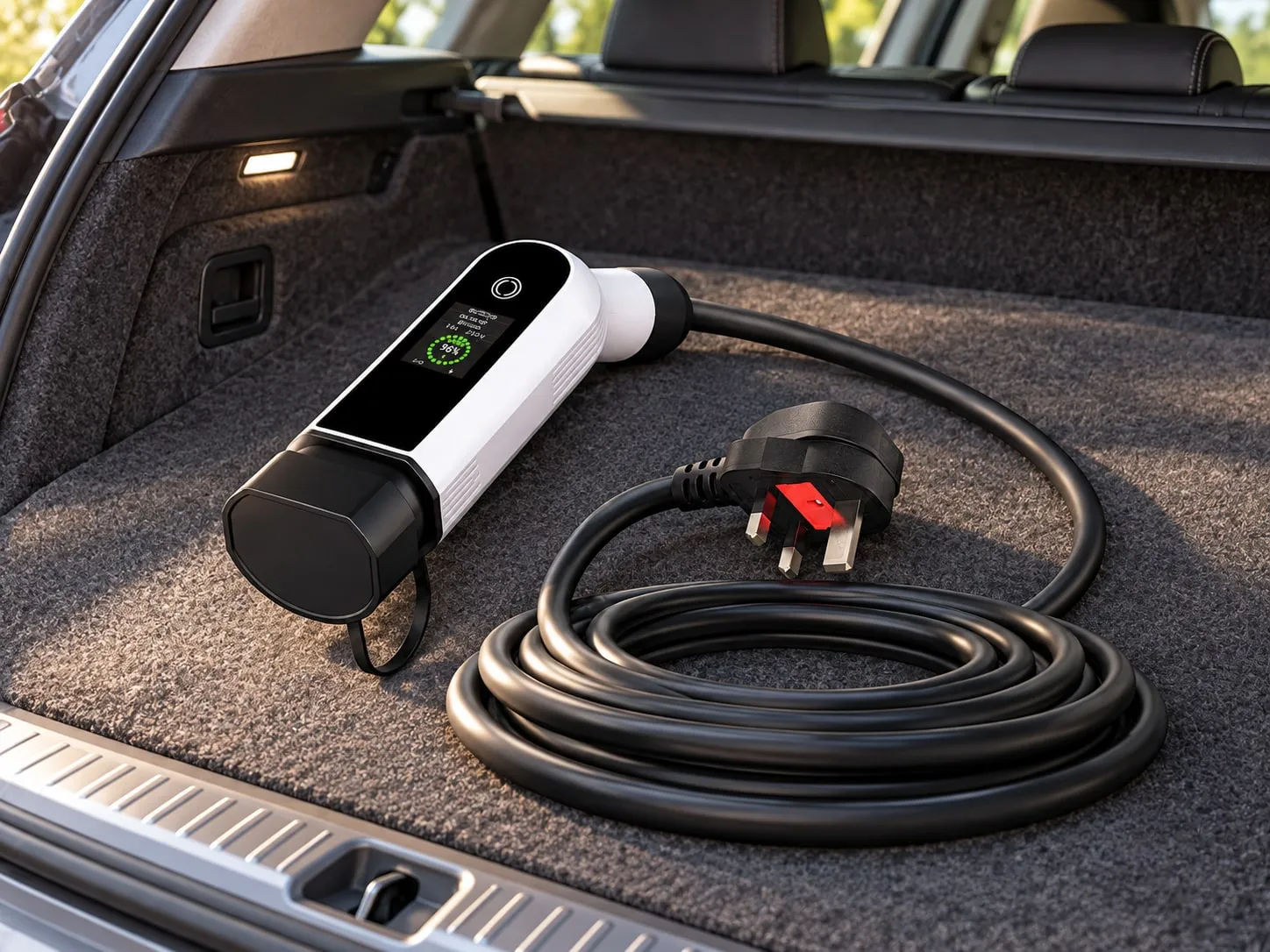 PGO Series charging gun in a car boot