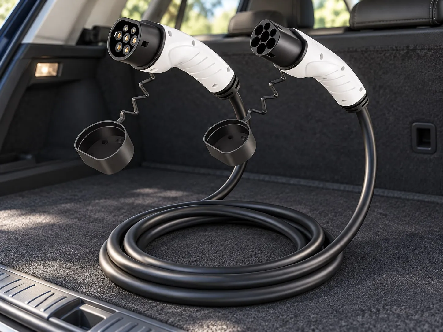Type 2 charging cable in a car boot