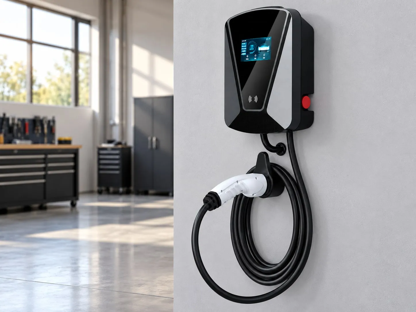 EVL Series wallbox in a workshop